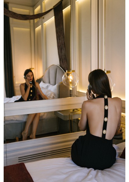 Inci Dress Sırt Dekolteli Mini Elbise