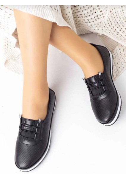 Ortopedik Tabanlı Günlük Yumuşak Kadın Cilt Ipli Delikli Babet Ayakkabı modelleri