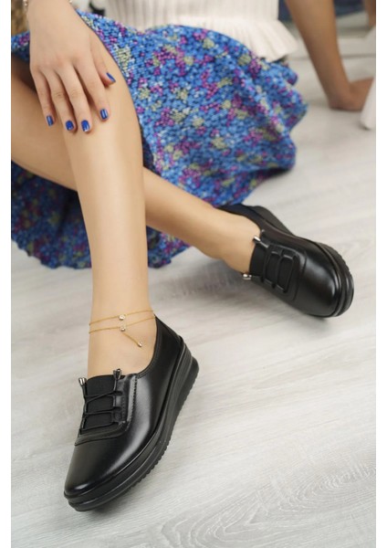 Kadın Anne Günlük Yürüyüş Ortopedik Taban Rahat Konforlu Cilt Aqua Bağcık Ayakkabı