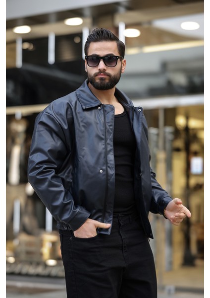 Vintage Oversize Erkek Siyah Deri Ceket modelleri
