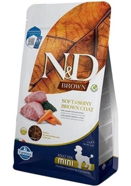 Nd Brown Soft Shıny Adult 2kg Tahılsız Kuzu Havuç Patates Spirulina Küçük Irk Yetişkin Köpek Maması