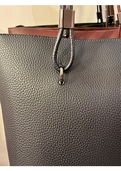 Design-Big Kova Model Lacivert Deri Omuz Çantası