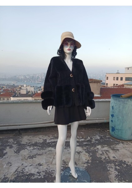 Pula Yakası Kolları Kürklü Angora Kaban fırsatları