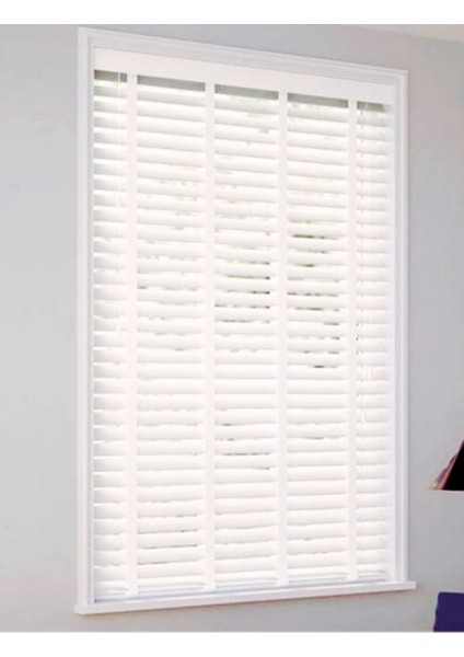 Wooden Blinds %100 Doğal Ahşap Jaluzi Perde 50MM, Alüminyum Kasalı Yüksek Kaliteli - Krem