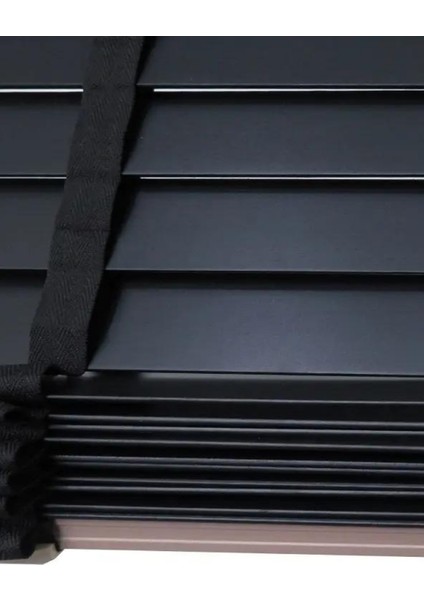 Wooden Blinds %100 Doğal Ahşap Jaluzi 50MM, Alüminyum Kasalı Yüksek Kaliteli - Black / Mat Siyah