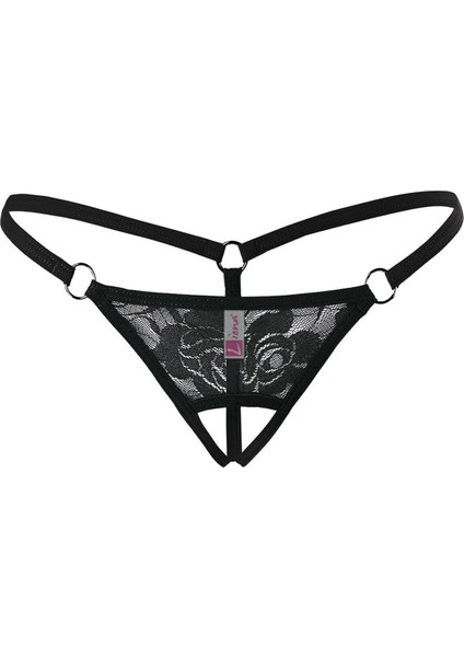 Ağı Açık Siyah Dantelli Iç Çamaşırı G String