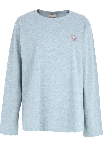 Yuvarlak Yaka Gri Kadın Pijama Takımı 9542