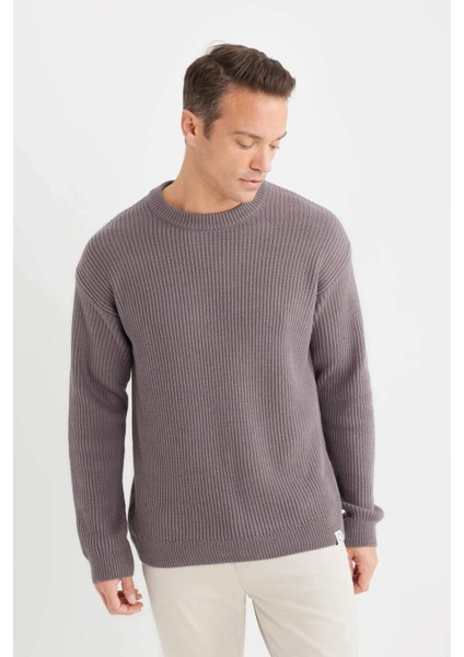 Oversize Geniş Kalıp Bisiklet Yaka Triko Kazak B9718AX24WN