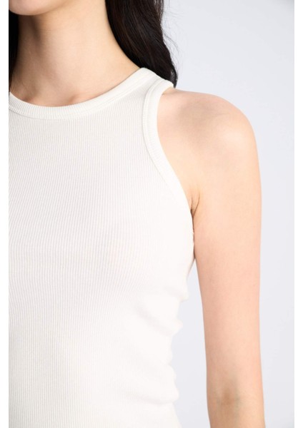 Slim Fit Dar Kesim Halter Yaka Fitilli Kaşkorse Atlet E7019AX25SP