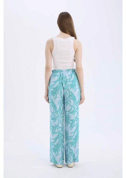 Wide Leg Geniş Paça Desenli Esnek Belli Viskon Pantolon E1824AX25SP
