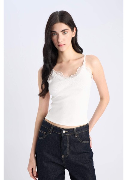Slim Fit Dar Kesim V Yaka Fitilli Kaşkorse Atlet E8680AX25SP fırsatları