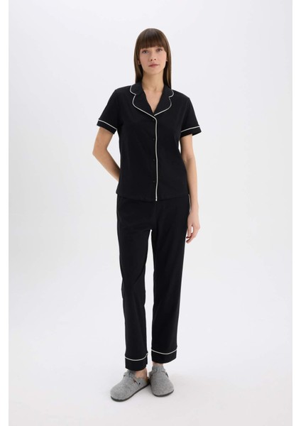 Pijama Takımı Kısa Kollu Üst Uzun Esnek Belli Altı-Fall in Love D0917AX25SP