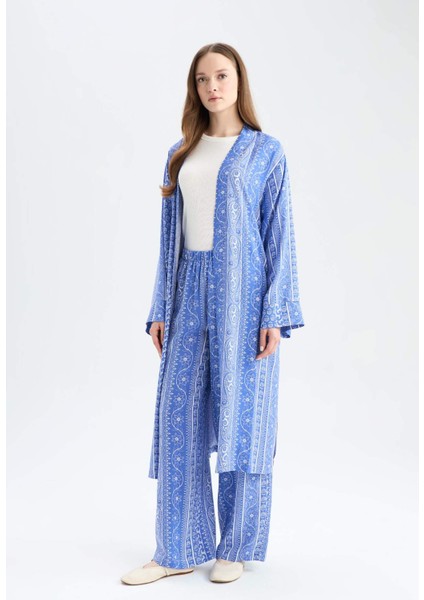 Wide Leg Geniş Paça Desenli Esnek Belli Viskon Pantolon E1824AX25SP