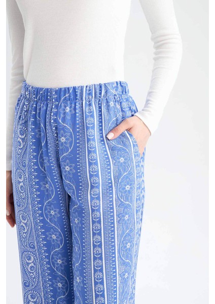 Wide Leg Geniş Paça Desenli Esnek Belli Viskon Pantolon E1824AX25SP