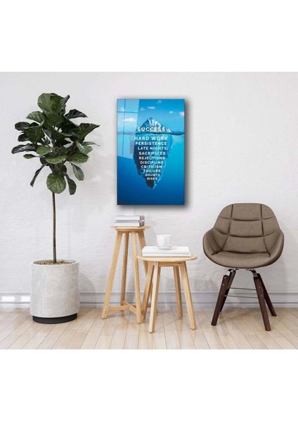Buz Dağı Başarının Sırrı Cam Tablo Ev ve Ofis Duvar Dekoru fiyatları