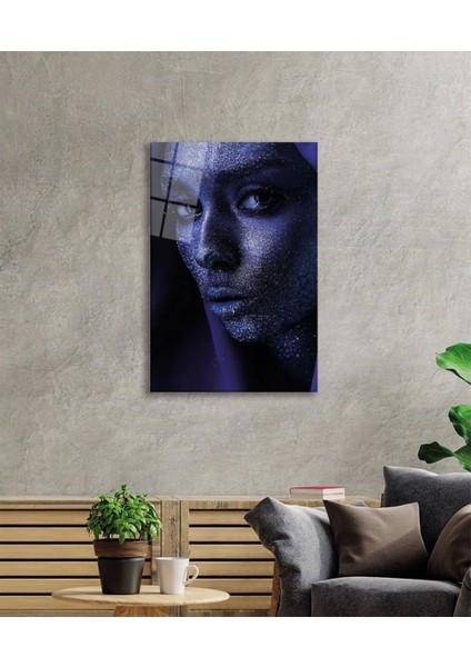 Mor Parıltılı Kadın Cam Tablo, Ev ve Ofis Duvar Dekoru, fiyatları