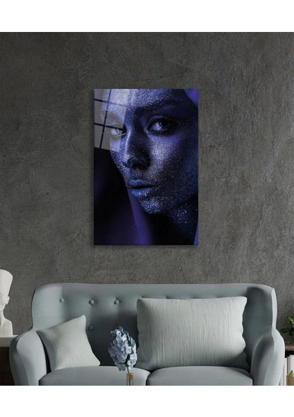 Mor Parıltılı Kadın Cam Tablo, Ev ve Ofis Duvar Dekoru, modelleri