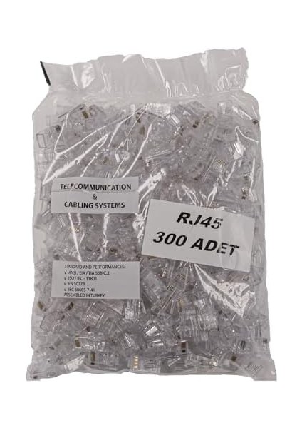 (300 Adet) 8P8C Konnektör Cat5 Cat6 RJ45 Yeni