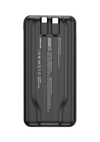Labs BP18 22.5W 20.000MAH LCD Ekran Dahili Kablolu Taşınabilir Powerbank (Siyah)