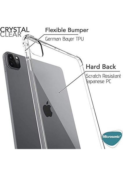 iPad Pro 12.9 2022 6. Nesil İçin Kılıf Shock Absorbing Şeffaf