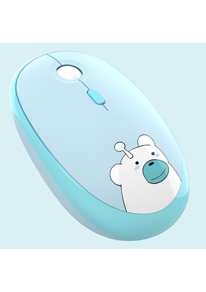 Geezer Kablosuz Mouse Wireless Mouse Renkli Ayıcık Tasarım Kablosuz Sessiz Bilgisayar Notebook Laptop Için Fare Pilli Mouse USB Nano Receiver Tak Çalıştır M2 Açık Mavi Renk (Açık Mavi)
