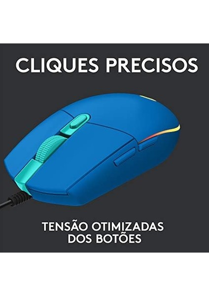 G203 Lıghtsync Gaming Mouse Özelleştirilebilir Rgb Aydınlatmalı, 6 Düğme Programlanabilir 8.000 Dpı'ye Kadar Izleme, Ultra Hafif - Mavi