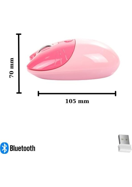 Sevimli Kedi Kablosuz Pembe Mouse Bluetooth + 2.4g Dual Mode