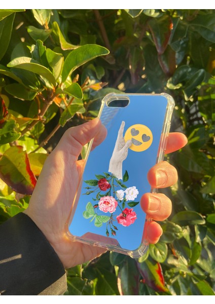 Apple iPhone 7 Uyumlu Aynalı El Emoji Desenli Darbe Kamera Korumalı Silikon Telefon Kılıfı fiyatları