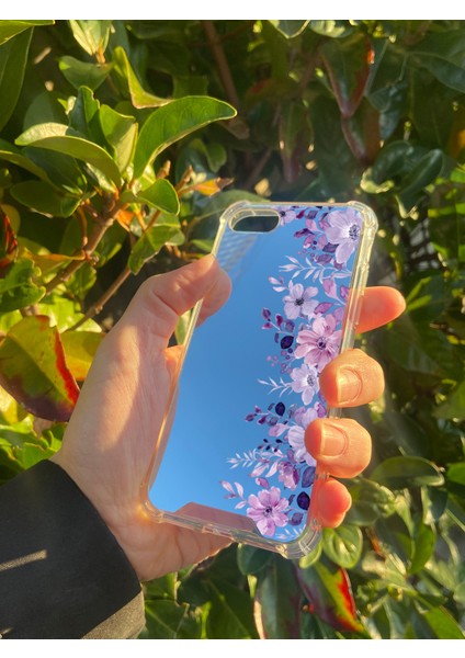 Apple iPhone 8 Uyumlu Aynalı Mor Desenli Darbe Kamera Korumalı Silikon Telefon Kılıfı fiyatları