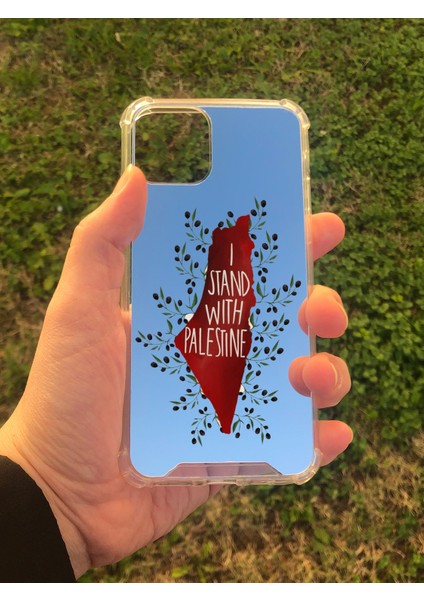Apple iPhone 11 Pro Uyumlu Aynalı Palestine Desenli Darbe Kamera Korumalı Silikon Telefon Kılıfı