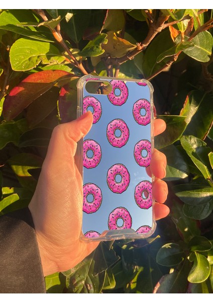 Apple iPhone Se Uyumlu Aynalı Donut Desenli Darbe Kamera Korumalı Silikon Telefon Kılıfı