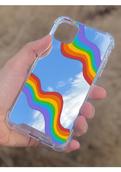 Apple iPhone 11 Uyumlu Aynalı Gökkuşağı Desenli Darbe Kamera Korumalı Silikon Telefon Kılıfı modelleri