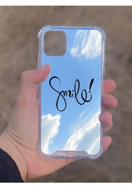 Apple iPhone 11 Uyumlu Aynalı Smile Desenli Darbe Kamera Korumalı Silikon Telefon Kılıfı