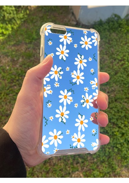 Apple iPhone 6 Plus Uyumlu Aynalı Papatya Desenli Darbe Kamera Korumalı Silikon Telefon Kılıfı modelleri