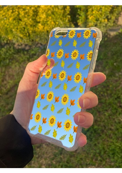 Apple iPhone 6s Plus Uyumlu Aynalı Ayçiçeği Desenli Darbe Kamera Korumalı Silikon Telefon Kılıfı fiyatları