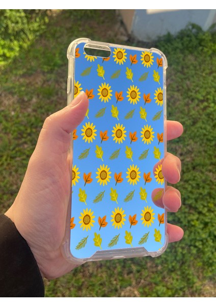 Apple iPhone 6s Plus Uyumlu Aynalı Ayçiçeği Desenli Darbe Kamera Korumalı Silikon Telefon Kılıfı modelleri