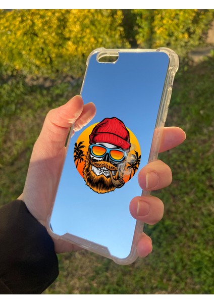Apple iPhone 6s Plus Uyumlu Aynalı Kuru Kafa Desenli Darbe Kamera Korumalı Silikon Telefon Kılıfı fiyatları