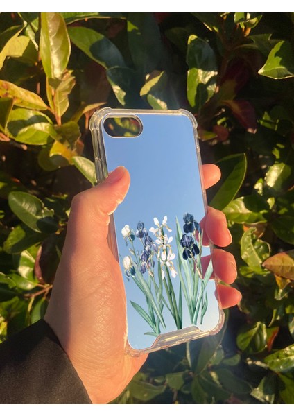 Apple iPhone 8 Uyumlu Aynalı Mavi Beyaz Desenli Darbe Kamera Korumalı Silikon Telefon Kılıfı modelleri