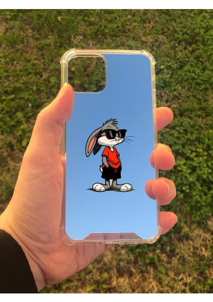 Apple iPhone 11 Pro Uyumlu Aynalı Tavşan Desenli Darbe Kamera Korumalı Silikon Telefon Kılıfı