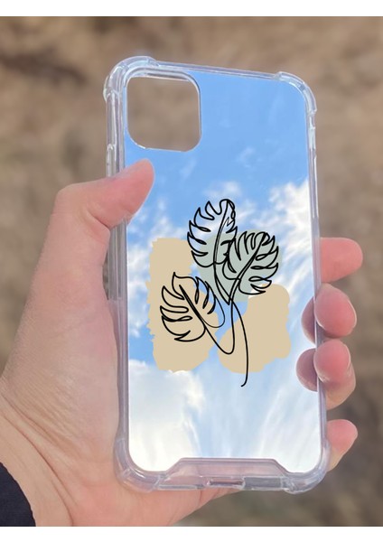 Apple iPhone 11 Uyumlu Aynalı Monstera Desenli Darbe Kamera Korumalı Silikon Telefon Kılıfı fiyatları