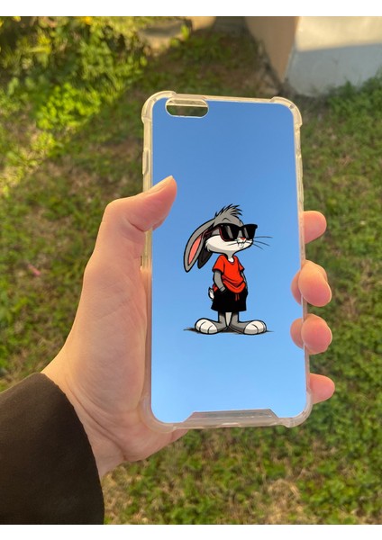 Apple iPhone 6 Plus Uyumlu Aynalı Tavşan Desenli Darbe Kamera Korumalı Silikon Telefon Kılıfı