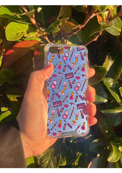 Apple iPhone 8 Uyumlu Aynalı Kozmetik Desenli Darbe Kamera Korumalı Silikon Telefon Kılıfı