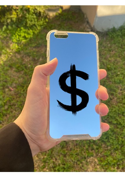 Apple iPhone 6 Plus Uyumlu Aynalı Dollars Desenli Darbe Kamera Korumalı Silikon Telefon Kılıfı