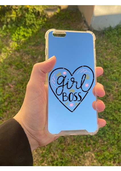 Apple iPhone 6s Plus Uyumlu Aynalı Girl Bos Desenli Darbe Kamera Korumalı Silikon Telefon Kılıfı