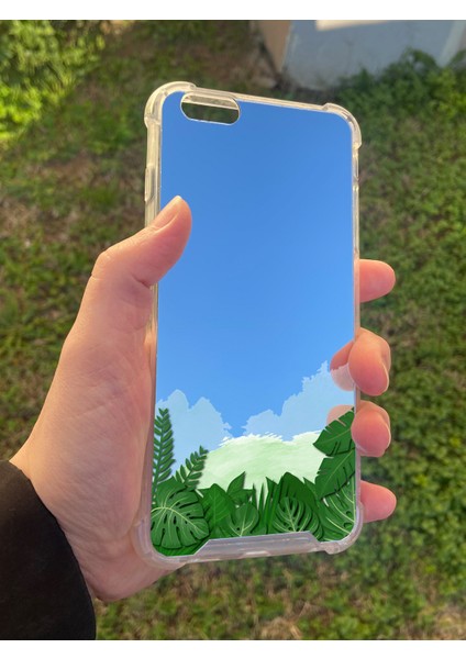 Apple iPhone 6s Plus Uyumlu Aynalı Yaprak Desenli Darbe Kamera Korumalı Silikon Telefon Kılıfı modelleri