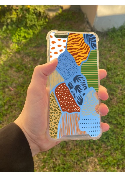 Apple iPhone 6s Plus Uyumlu Aynalı Karışık Desenli Darbe Kamera Korumalı Silikon Telefon Kılıfı