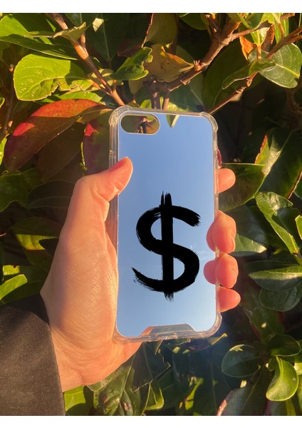 Apple iPhone 8 Uyumlu Aynalı Dollar Desenli Darbe Kamera Korumalı Silikon Telefon Kılıfı