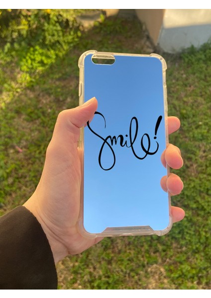Apple iPhone 6s Plus Uyumlu Aynalı Smile Desenli Darbe Kamera Korumalı Silikon Telefon Kılıfı