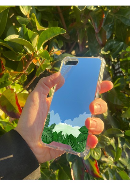 Apple iPhone Se 2022 Uyumlu Aynalı Yaprak Desenli Darbe Kamera Korumalı Silikon Telefon Kılıfı fiyatları