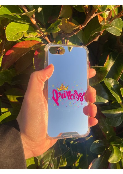 Apple iPhone 8 Uyumlu Aynalı Prenses Desenli Darbe Kamera Korumalı Silikon Telefon Kılıfı